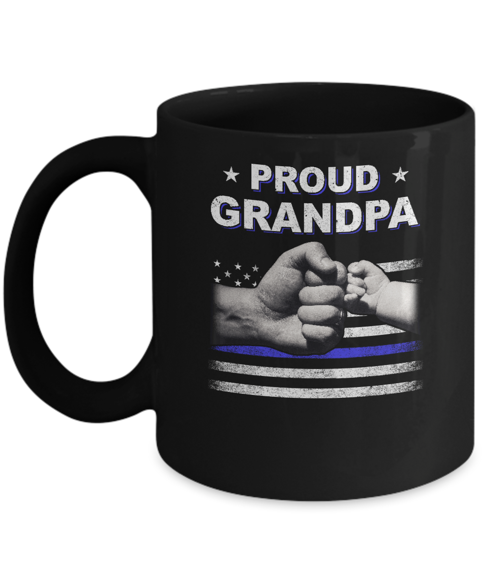 Proud Grandpa Police Thin Blue Line Flag Fathers Day Mug
