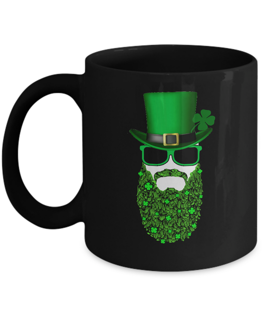 Bearded Man Moustache Leprechauns St Patrick's Day Mug-Coffee Mug-11oz Mug-Black