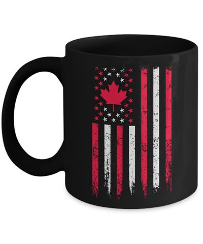 American Canadian Flag Canada Pride Heritage Mug-Coffee Mug-11oz Mug-Black