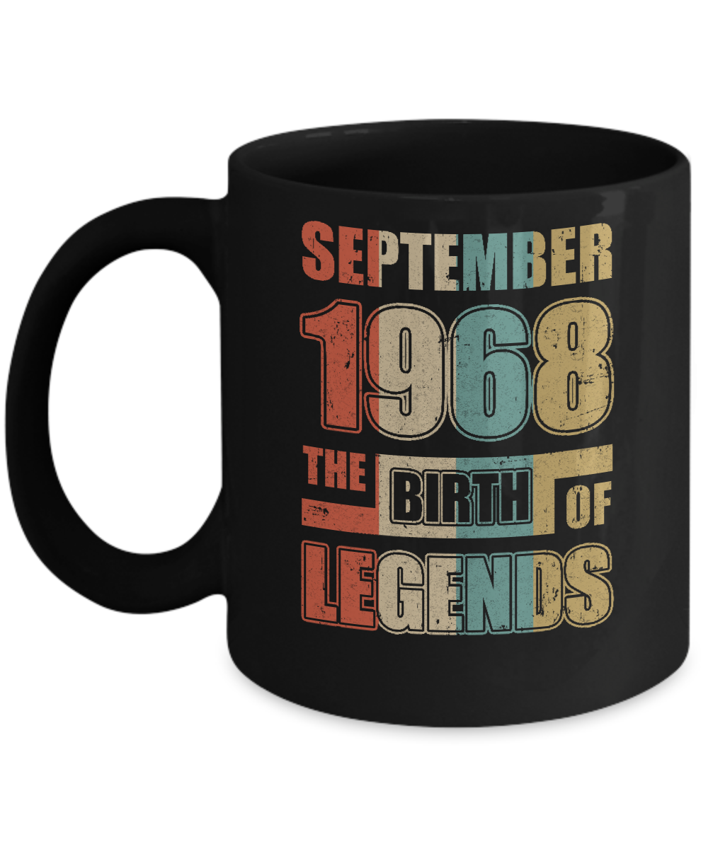 Vintage Retro September 1968 Birth Of Legends 54th Birthday Mug
