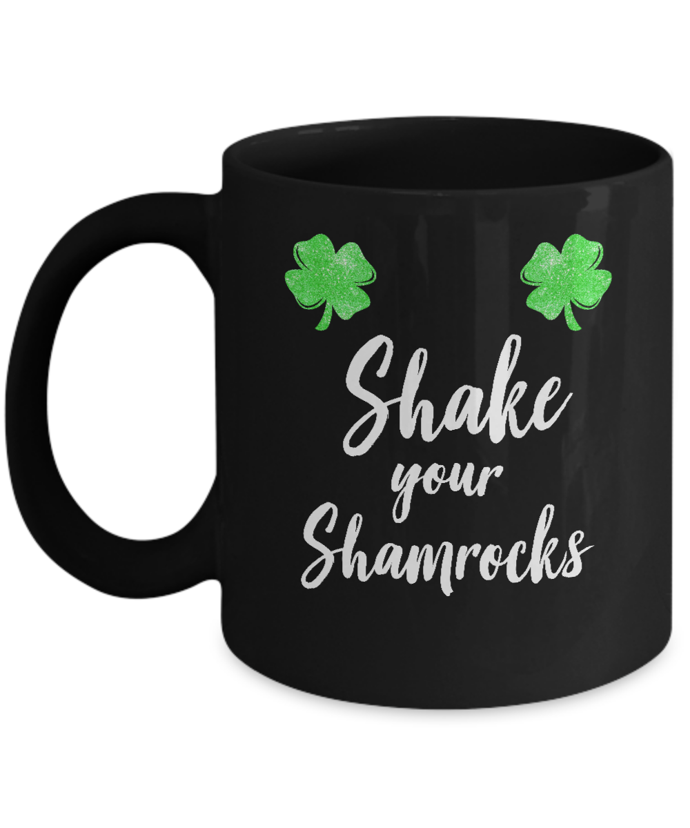 Shake Your Shamrocks St. Patrick's Day Boobs Mug-Coffee Mug-11oz Mug-Black