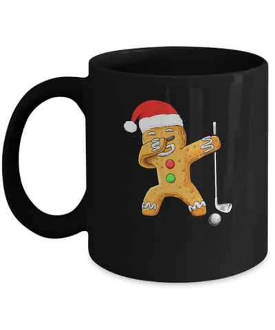 Dabbing Gingerbread Santa Golf Christmas Pajama Gifts Mug-Coffee Mug-11oz Mug-Black
