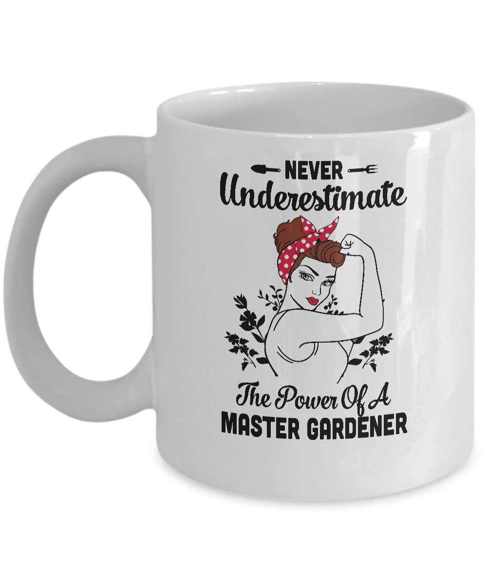 Never Underestimate Master Gardener Funny Mug-Coffee Mug-11oz Mug-White