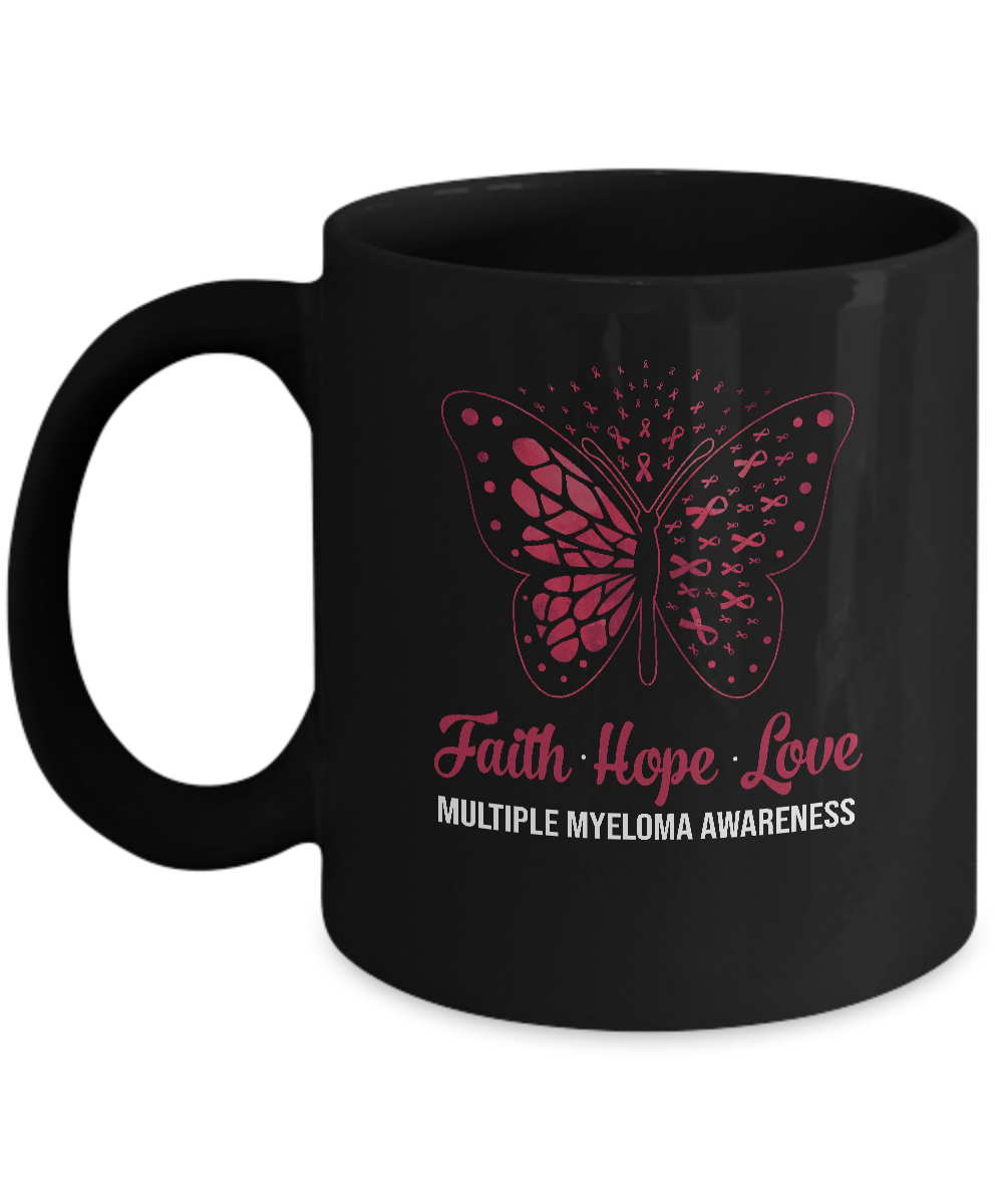 Faith Hope Love Butterfly Multiple Myeloma Awareness Mug-Coffee Mug-11oz Mug-Black
