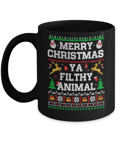 Merry Christmas Filthy Animal Ugly Sweater Mug-Coffee Mug-11oz Mug-Black