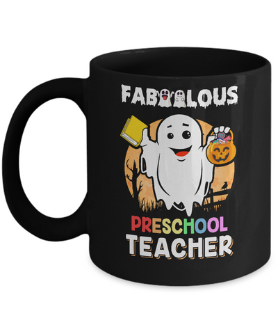 Faboolous Fabulous Preschool Teacher Halloween Mug-Coffee Mug-11oz Mug-Black