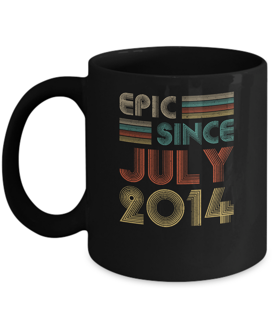 Epic Since July 2014 Vintage 7th Birthday Gifts Youth Mug-Coffee Mug-11oz Mug-Black