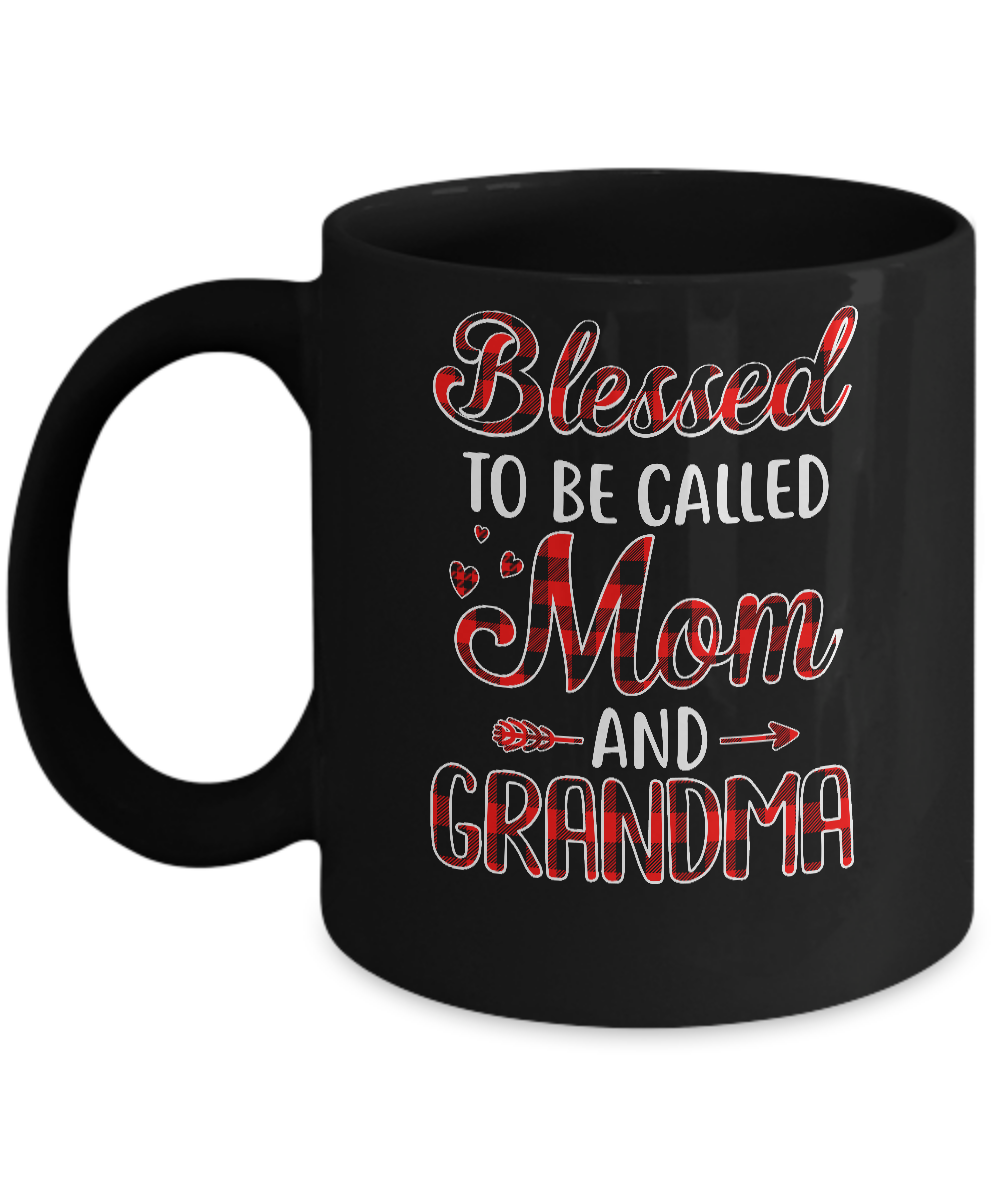 Red Buffalo Plaid Blessed To Be Called Mom And Grandma Mug-Coffee Mug-11oz Mug-Black