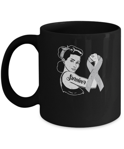 We Can Cure It Grey Brain Cancer Awareness Survivor Mug-Coffee Mug-11oz Mug-Black