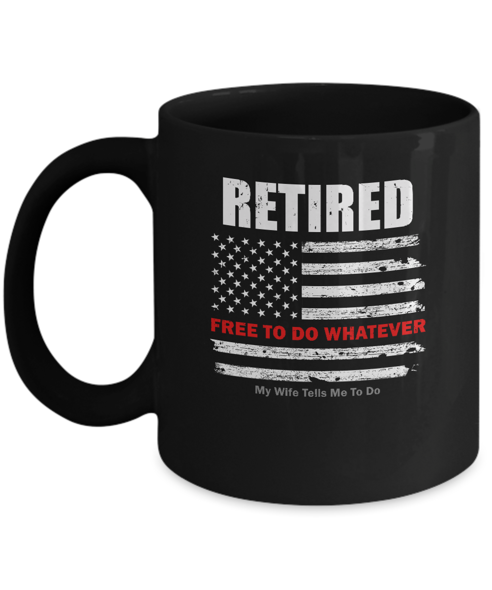 Retired Free to Do Whatever Thin Red Line Firefighter Mug-Coffee Mug-11oz Mug-Black