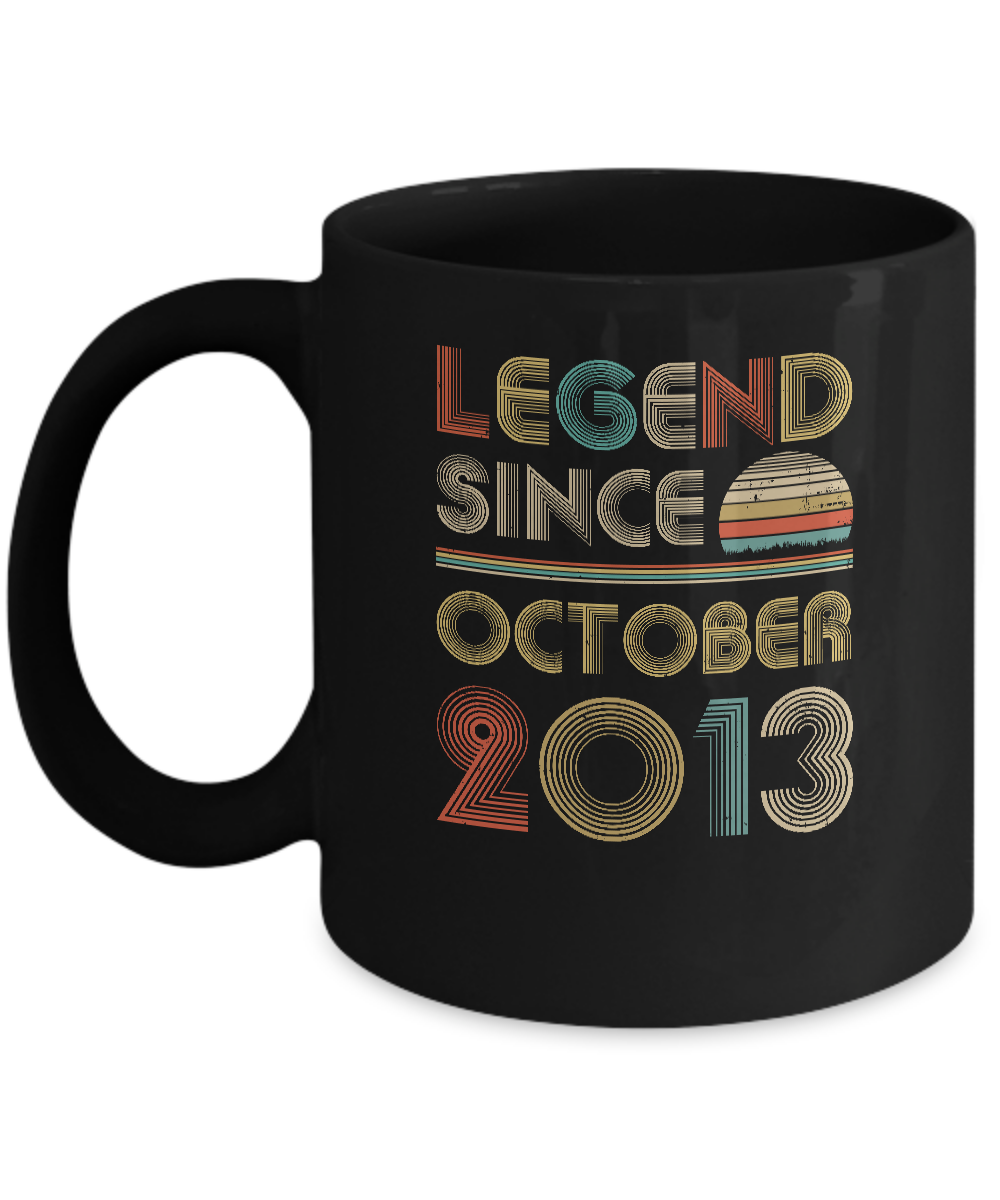 Legend Since October 2013 Vintage 8th Birthday Gifts Youth Mug-Coffee Mug-11oz Mug-Black