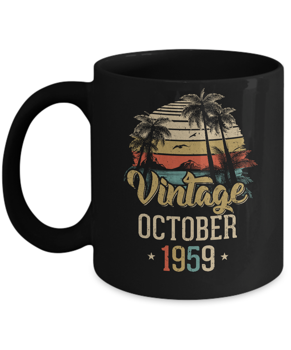 Retro Classic Vintage October 1959 62th Birthday Gift Mug-Coffee Mug-11oz Mug-Black