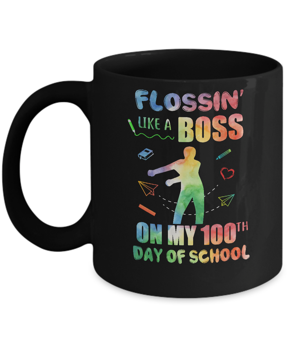 Flossin Like Boss 100 Day Of School Teacher Gift Mug