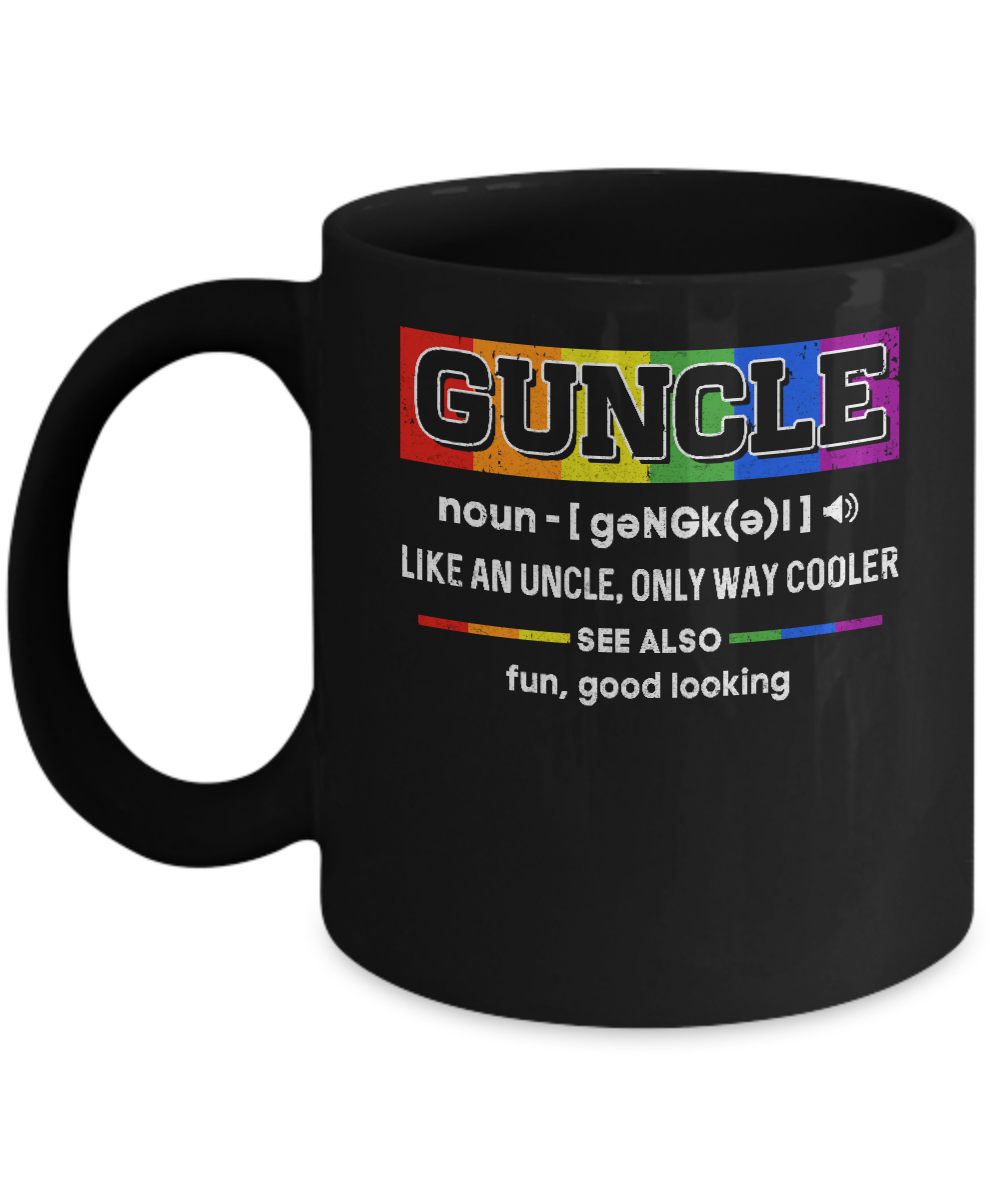 Guncle Gay Uncle Definition Lgbt Rainbow Pride Mug-Coffee Mug-11oz Mug-Black