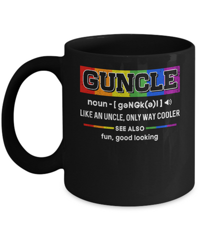 Guncle Gay Uncle Definition Lgbt Rainbow Pride Mug-Coffee Mug-11oz Mug-Black