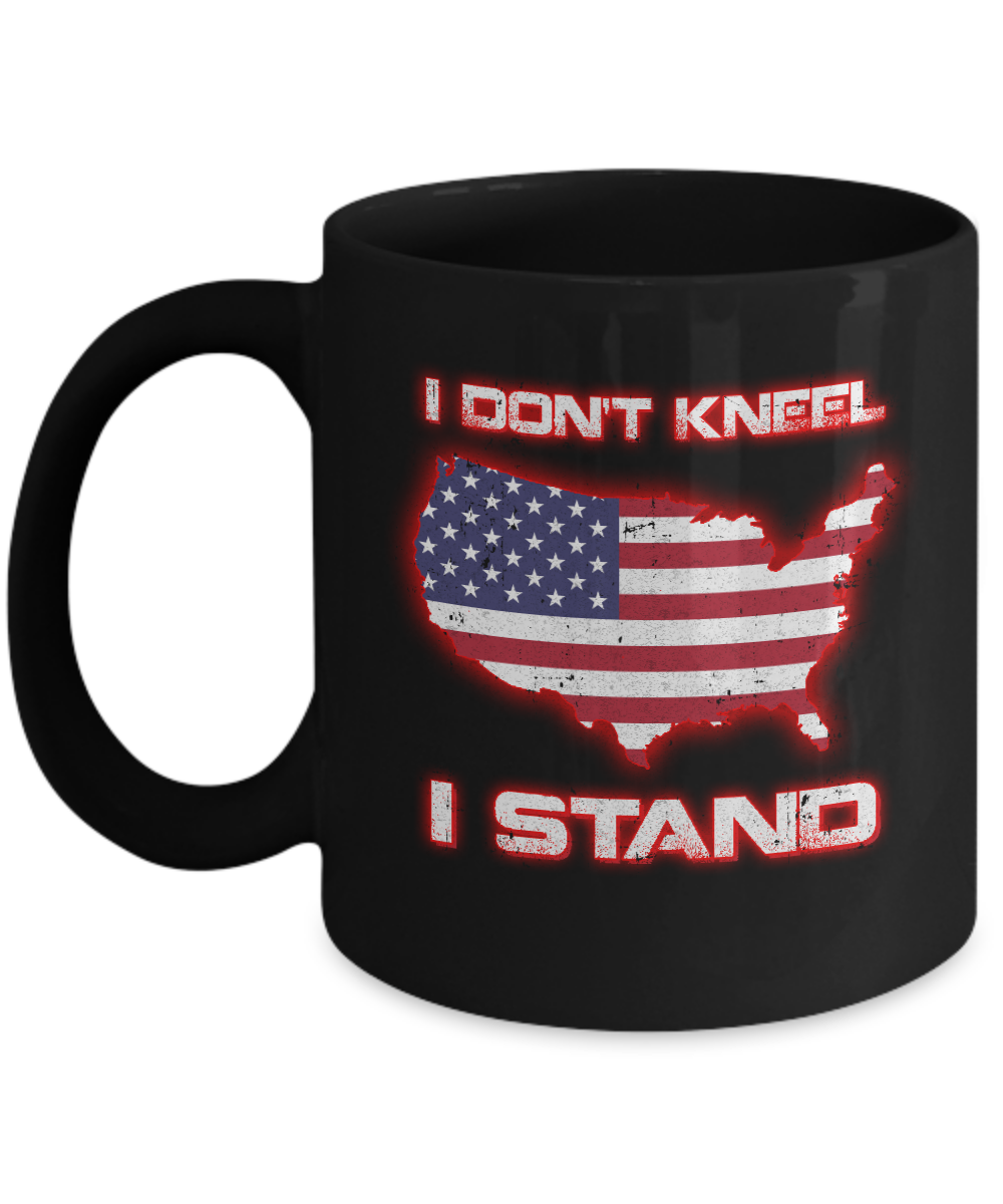 I Don't Kneel I Stand Us American Flag Mug-Coffee Mug-11oz Mug-Black