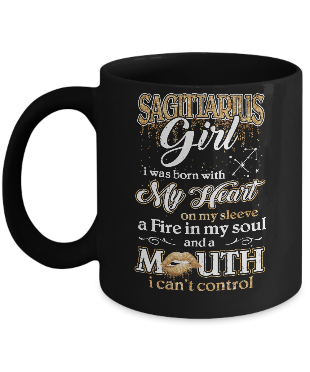 I'm A Sagittarius Girl Lipstick November December Funny Zodiac Birthday Mug-Coffee Mug-11oz Mug-Black