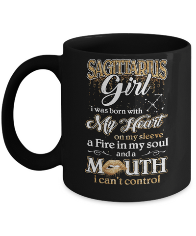 I'm A Sagittarius Girl Lipstick November December Funny Zodiac Birthday Mug-Coffee Mug-11oz Mug-Black