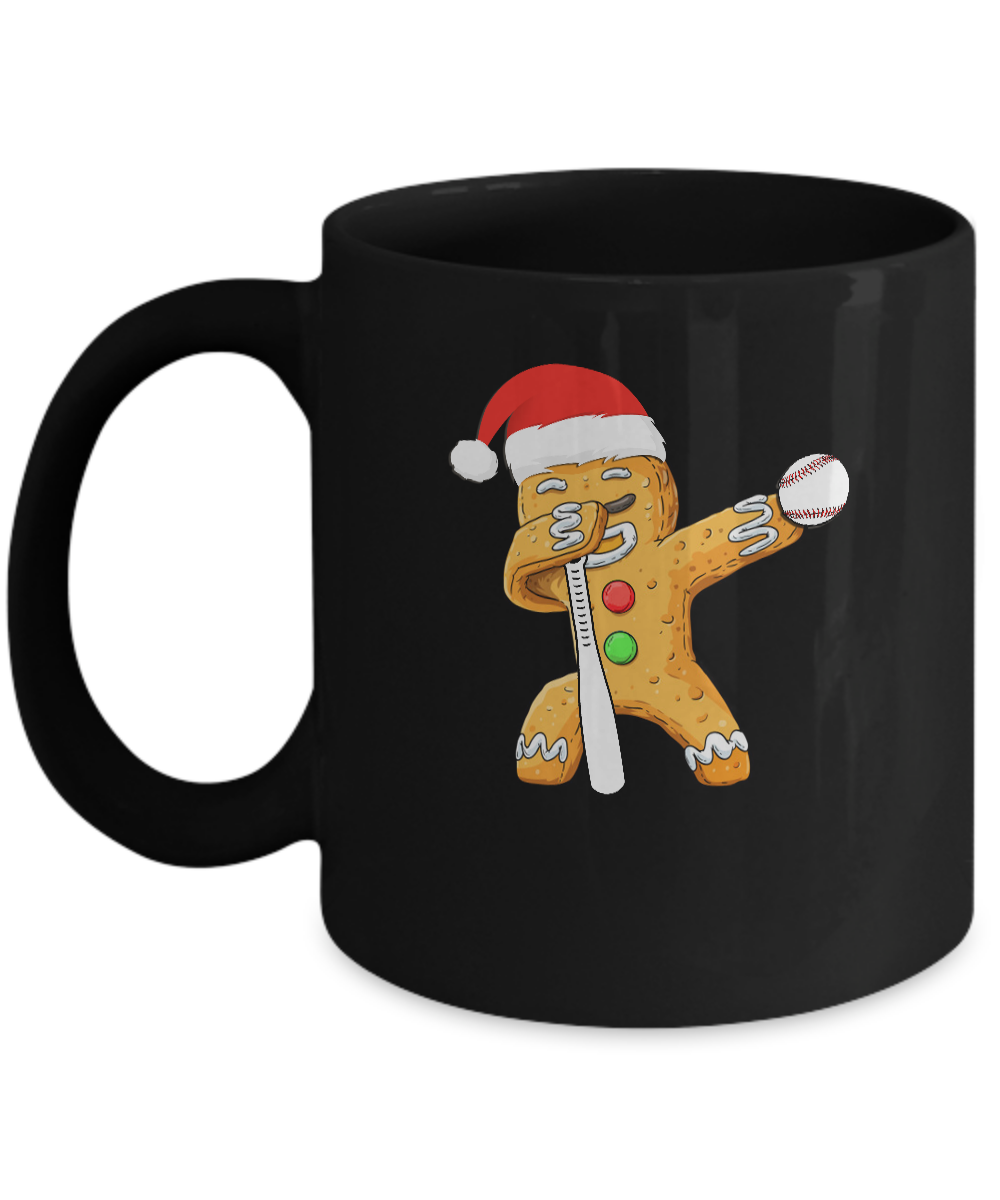 Dabbing Gingerbread Santa Baseball Christmas Pajama Gifts Mug-Coffee Mug-11oz Mug-Black