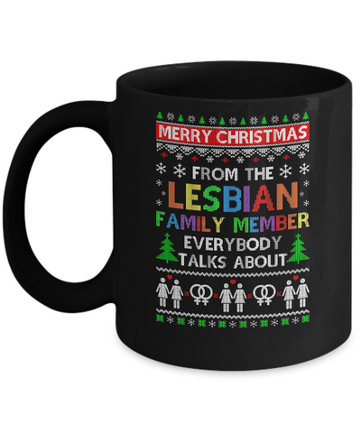 LGBT Merry Christmas From Lesbian Aunt Family Ugly Sweater Mug-Coffee Mug-11oz Mug-Black