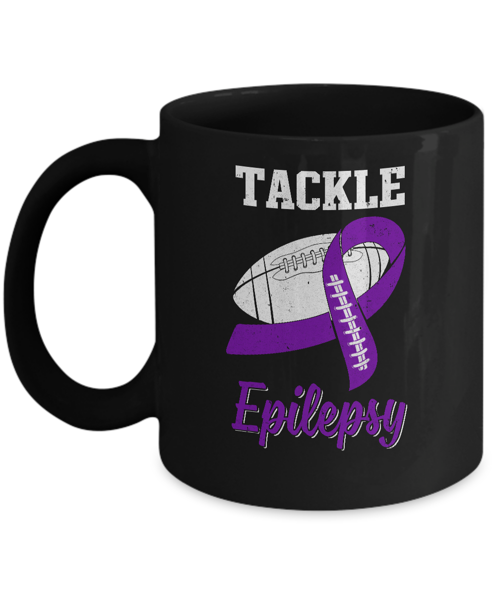 Football Survivor Tackle Purple Epilepsy Awareness Mug-Coffee Mug-11oz Mug-Black