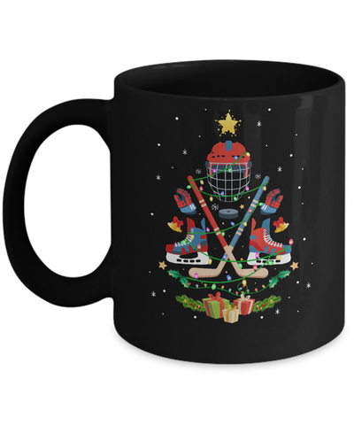 Ice Hockey Christmas Tree Ornament Funny Xmas Gift Mug-Coffee Mug-11oz Mug-Black