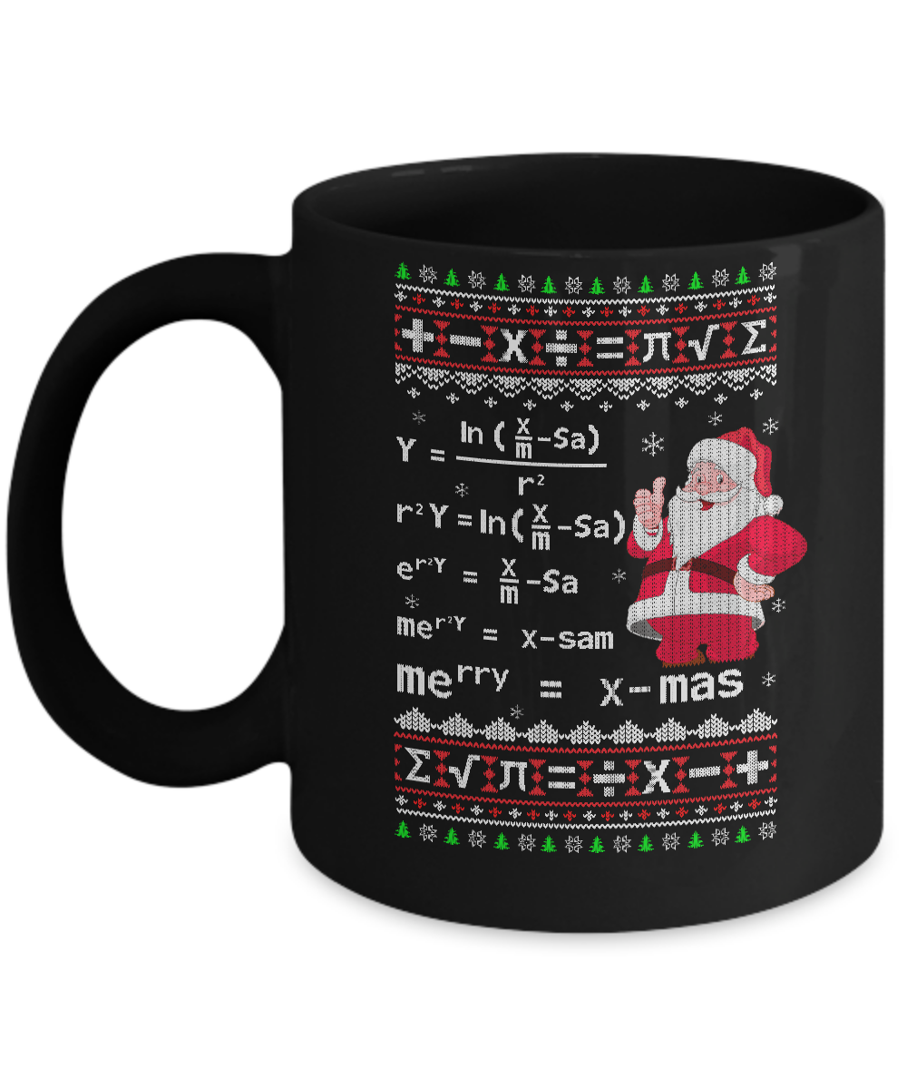 Funny Merry Xmas In Math Ugly Christmas Sweater Mug