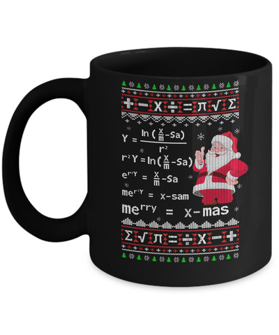 Funny Merry Xmas In Math Ugly Christmas Sweater Mug-Coffee Mug-11oz Mug-Black