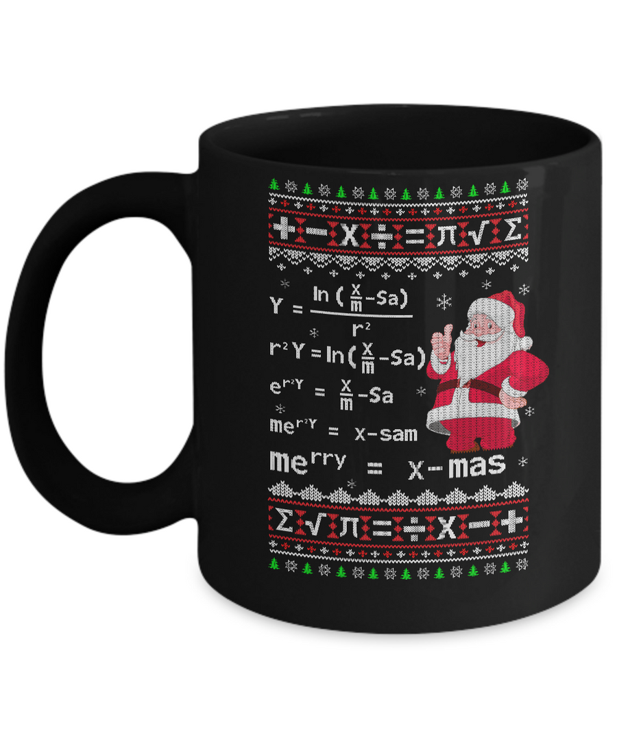 Funny Merry Xmas In Math Ugly Christmas Sweater Mug-Coffee Mug-11oz Mug-Black