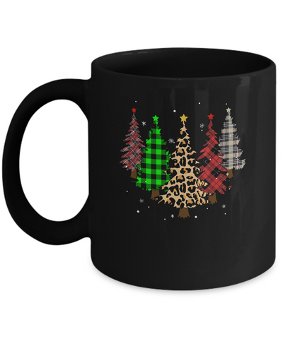 Merry Christmas Tree Leopard Buffalo Plaid Xmas Gifts Mug-Coffee Mug-11oz Mug-Black