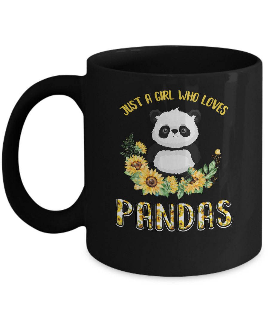 Just A Girl Who Loves Pandas And Sunflowers Mug-Coffee Mug-11oz Mug-Black