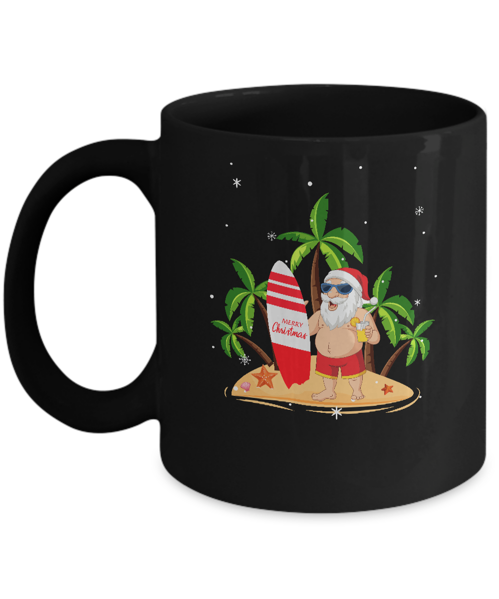 Merry Christmas In July Santa Hawaiian Surfing Summer Mug