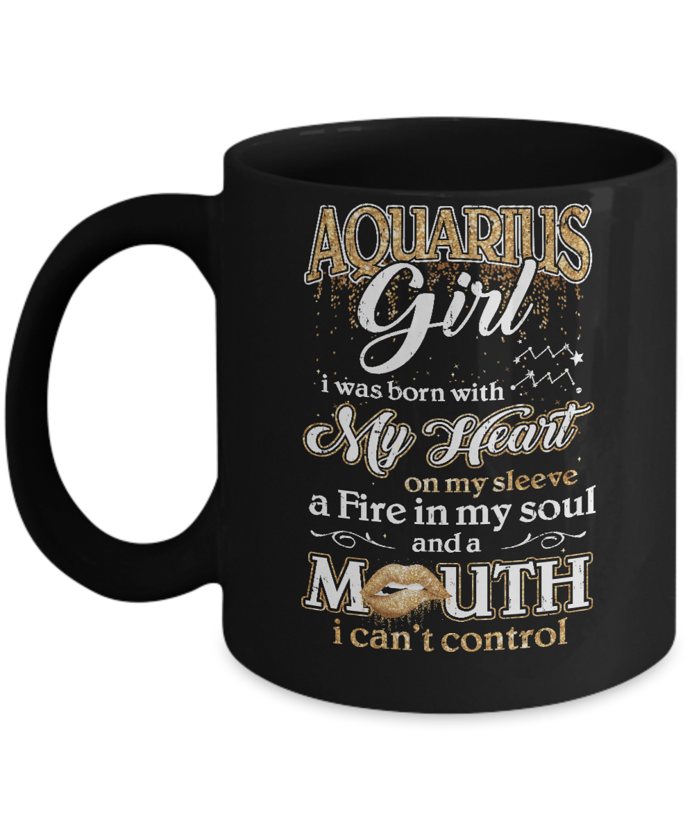 I'm An Aquarius Girl Lipstick January February Funny Zodiac Birthday Mug-Coffee Mug-11oz Mug-Black