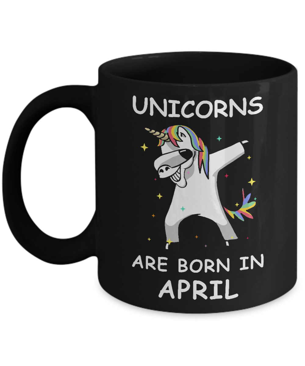 Unicorns Are Born In April Cute Dabbing Mug-Coffee Mug-11oz Mug-Black