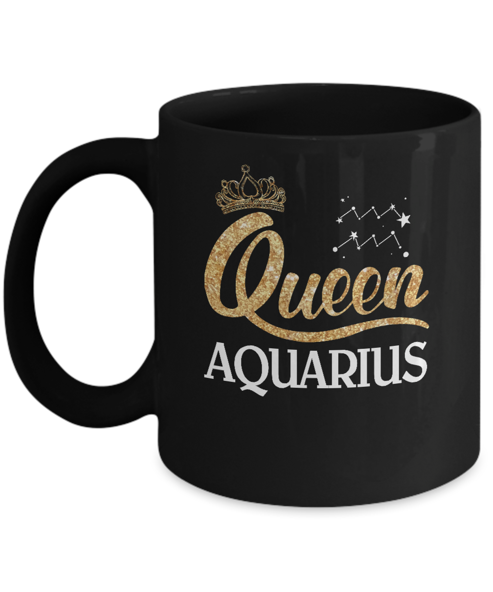 Queen Aquarius Zodiac January February Birthday Gift Mug-Coffee Mug-11oz Mug-Black