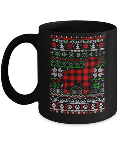 Labrador Red Plaid Ugly Christmas Sweater Gifts Mug-Coffee Mug-11oz Mug-Black