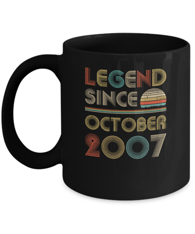 Legend Since October 2007 Vintage 14th Birthday Gifts Mug-Coffee Mug-11oz Mug-Black