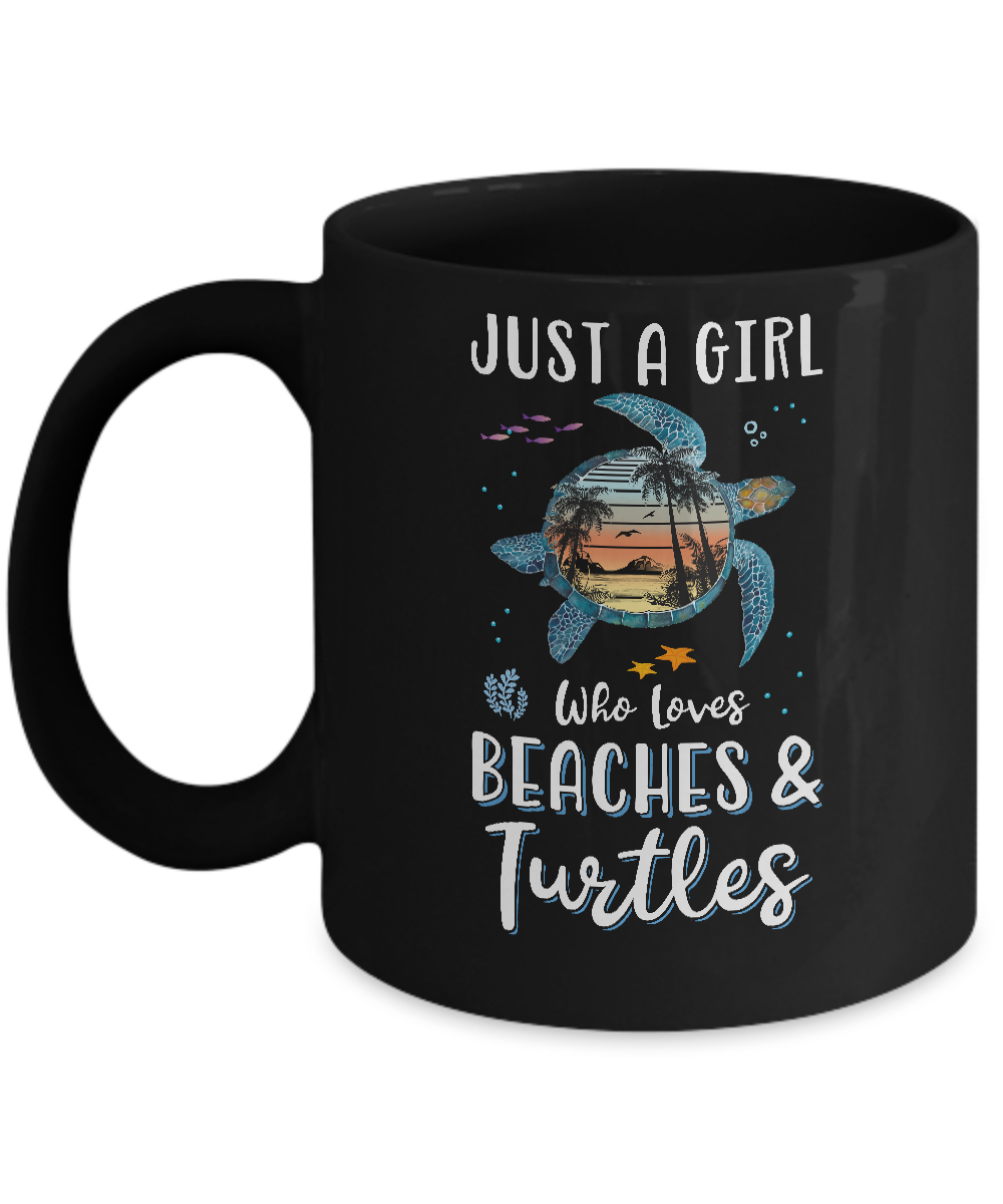 Just A Cute Girl Who Loves Turtles And Beaches Mug-Coffee Mug-11oz Mug-Black