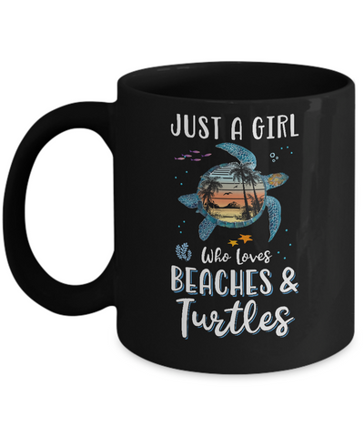 Just A Cute Girl Who Loves Turtles And Beaches Mug-Coffee Mug-11oz Mug-Black