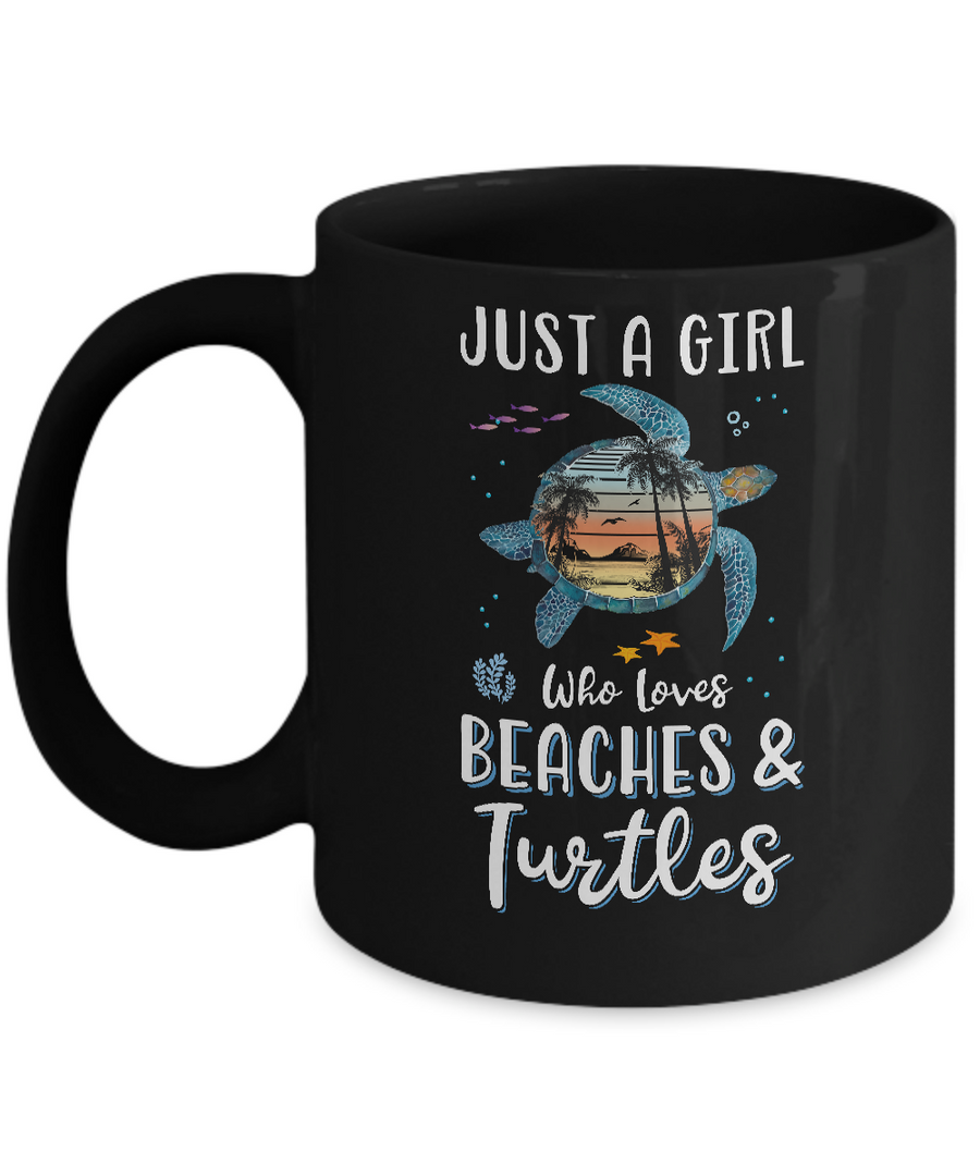Just A Cute Girl Who Loves Turtles And Beaches Mug-Coffee Mug-11oz Mug-Black