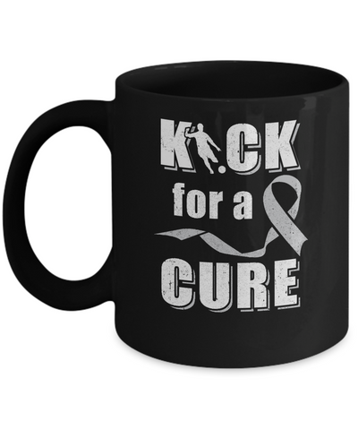 Kick For A Cure Soccer Gray Brain Cancer, Diabetes Awareness Mug-Coffee Mug-11oz Mug-Black