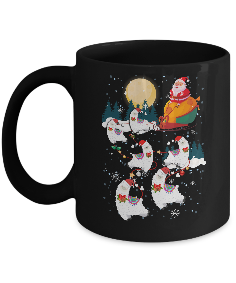 Funny Christmas Llama Alpaca Reindeer Lover Santa Gift Mug