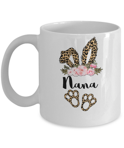 Flower Leopard Bunny Nana Easter Day Women Gifts Mug-Coffee Mug-11oz Mug-White