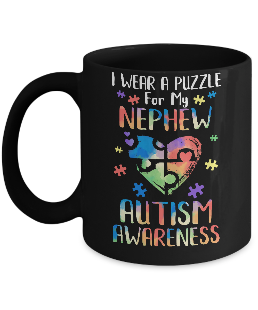 I Wear A Puzzle For My Nephew Autism Awareness Mug