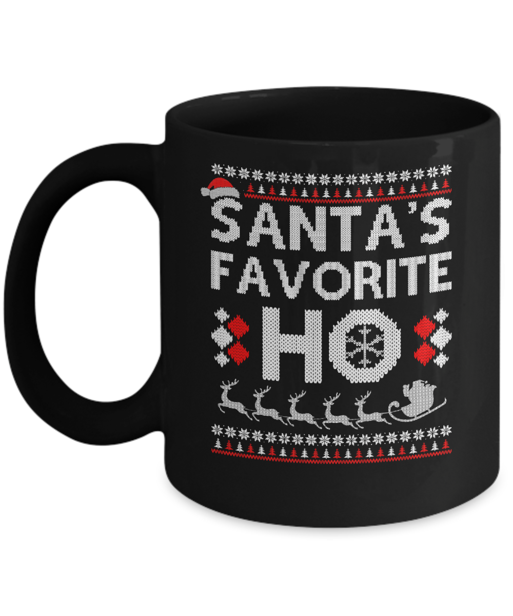 Santa's Favorite Ho Funny Ugly Sweater Christmas Mug-Coffee Mug-11oz Mug-Black