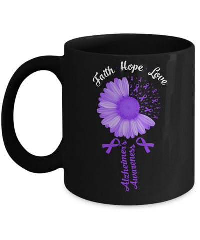 Faith Hope Love Purple Ribbon Alzheimer's Awareness Mug-Coffee Mug-11oz Mug-Black