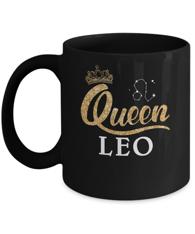 Queen Leo Zodiac July August Birthday Gift Mug-Coffee Mug-11oz Mug-Black
