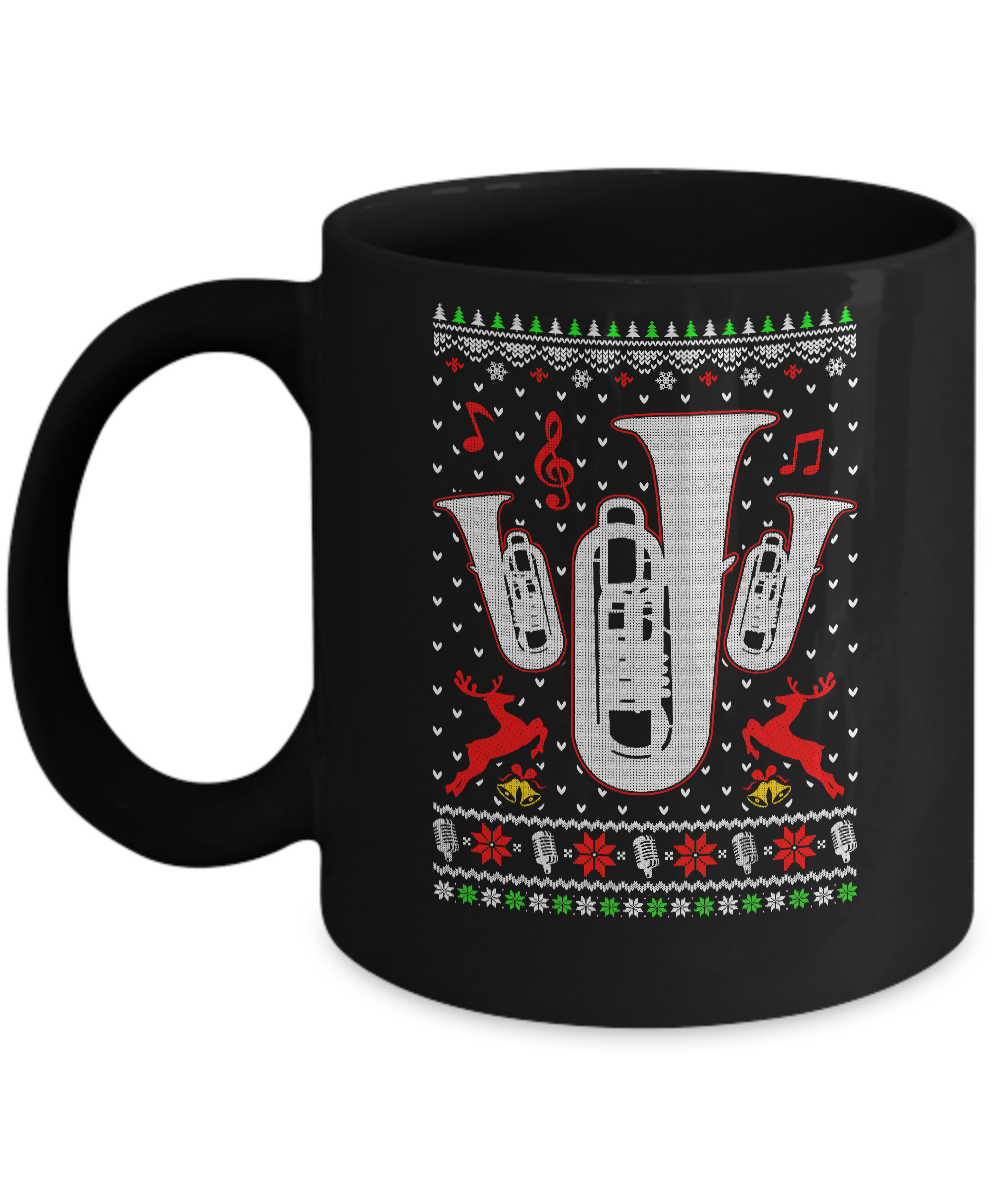 Santa Tuba Ugly Christmas Sweater Gifts Mug-Coffee Mug-11oz Mug-Black