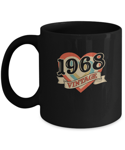 Vintage Retro Classic Heart Made In 1968 Mug-Coffee Mug-11oz Mug-Black