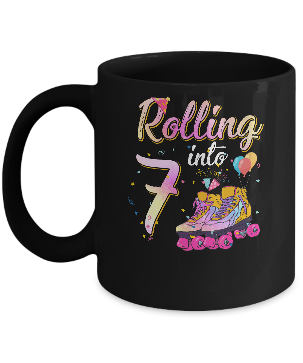 7 Years Old Birthday Girls Roller Skates 80's 7th Birthday Mug